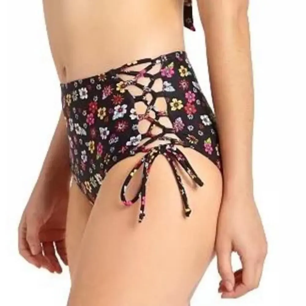 California Waves Strappy High-Waist Swim Bottom